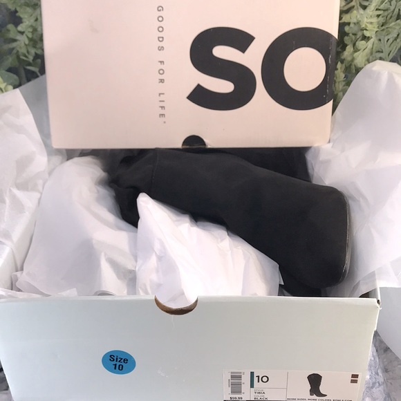 SO Tibia Black 17” Faux Suede Pointed Toe Fashion Slouch Boots WMS 10M🌟NIB🌟 - Picture 13 of 14